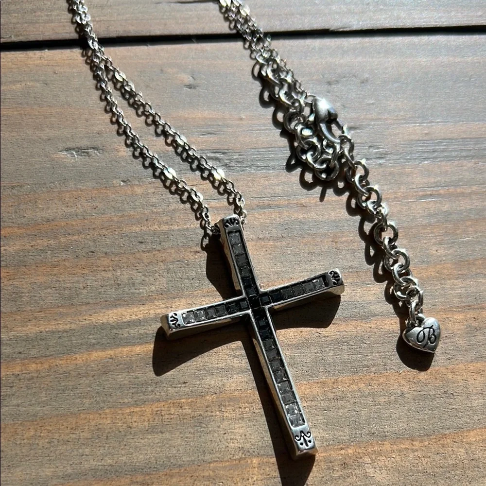Brighton Silver and Black Pendant Necklace with Cross Design - Picture 2 of 5